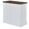 Bathroom Storage Cabinet; Freestanding Accent Cabinet; Sliding Barn Door; Thick Top; Adjustable Shelf; White and Brown