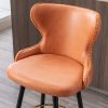 A&A Furniture,Counter Height 25" Modern Leathaire Fabric bar chairs,180¬∞ Swivel Bar Stool Chair for Kitchen,Tufted Gold Nailhead Trim Bar Stools with