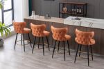 A&A Furniture,Counter Height 25" Modern Leathaire Fabric bar chairs,180¬∞ Swivel Bar Stool Chair for Kitchen,Tufted Gold Nailhead Trim Bar Stools with