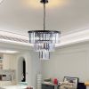 Black Luxury Crystal Chandelier Modern Chandeliers Lights Fixture Hanging Pendant Light Fixture for Dining Room Bedroom Living Room Dia 19.7 Inch-Blac