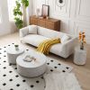 Set of 3 White Marble Pattern Round Coffee Table side Table End Table Set for Living Room Fully Assembled