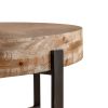 31.29"Modern Retro Splicing Round Coffee Table, Fir Wood Table Top with Black Cross Legs Base(Same SKU:W75770652)