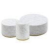 Set of 3 White Marble Pattern Round Coffee Table side Table End Table Set for Living Room Fully Assembled