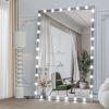 Hollywood LED Full Body Mirror with Lights Extra Large Full Length Vanity Mirror with 3 Color Mode Lights, Vertical Horizontal Hanging Aluminum Mirror