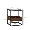 19.69" Modern Coffee Table Side Table With Storage Shelf and Metal Table Legs for Bedroom,Living Room (set of 2)