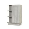 Open Style Shelf Cabinet with Adjustable Plates Ample Storage Space Easy to Assemble, Oak