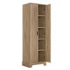 Storage Cabinet with Two Doors for Bathroom, Office, Adjustable Shelf, MDF Board, Brown