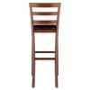 Simone Cushion Ladder-back Seat Bar Stools; 2-Pc Set; Black & Walnut