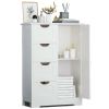 Drawer Storage Cabinet with 4 Drawers, Wooden Bathroom Cabinet Storage Cupboard, White