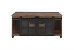 ACME Nineel Coffee Table, Obscure Glass, Rustic Oak & Black Finish 87955