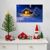 Framed Canvas Wall Art Decor Painting For New Year, Happy New Year on Snow Gift Painting For New Year Gift, Decoration For Chrismas Eve Office Living