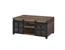 ACME Nineel Coffee Table, Obscure Glass, Rustic Oak & Black Finish 87955