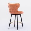 A&A Furniture,Counter Height 25" Modern Leathaire Fabric bar chairs,180¬∞ Swivel Bar Stool Chair for Kitchen,Tufted Gold Nailhead Trim Bar Stools with