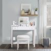 Accent White Vanity Table with Flip-Top Mirror and 2 Drawers, Jewelry Storage for Women Dressing