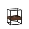 19.69" Modern Coffee Table Side Table With Storage Shelf and Metal Table Legs for Bedroom,Living Room (set of 2)