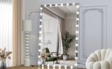 Hollywood LED Full Body Mirror with Lights Extra Large Full Length Vanity Mirror with 3 Color Mode Lights, Vertical Horizontal Hanging Aluminum Mirror