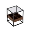 19.69" Modern Coffee Table Side Table With Storage Shelf and Metal Table Legs for Bedroom,Living Room (set of 2)