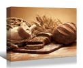 Framed Canvas Wall Art Decor Bread Painting, Still Life Bread and Wheat Painting Decoration For Restrant, Kitchen, Dining Room, Office Living Room, Be