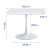 42.1"WHITE Table Mid-century Dining Table for 4-6 people With Round Mdf Table Top, Pedestal Dining Table, End Table Leisure Coffee Table