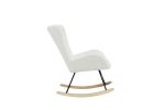 Rocking Chair Nursery, Solid Wood Legs Reading Chair with Teddy Fabric Upholstered , Nap Armchair for Living Rooms, Bedrooms, Offices, Best Gift,White