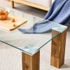 Glass-Top Coffee Table,tea table, with MDF Legs - Stylish Blend of Elegance and Durability 44.9"*21.7"*16.9"