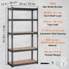 VEVOR Storage Shelving Unit, 5-Tier Adjustable, 2000 lbs Capacity, Heavy Duty Garage Shelves Metal Organizer Utility Rack, Black, 30" L x 12" W x 60"