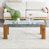 Glass-Top Coffee Table,tea table, with MDF Legs - Stylish Blend of Elegance and Durability 44.9"*21.7"*16.9"