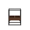 19.69" Modern Coffee Table Side Table With Storage Shelf and Metal Table Legs for Bedroom,Living Room (set of 2)