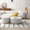 Set of 3 White Marble Pattern Round Coffee Table side Table End Table Set for Living Room Fully Assembled