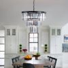 Black Luxury Crystal Chandelier Modern Chandeliers Lights Fixture Hanging Pendant Light Fixture for Dining Room Bedroom Living Room Dia 19.7 Inch-Blac