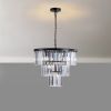 Black Luxury Crystal Chandelier Modern Chandeliers Lights Fixture Hanging Pendant Light Fixture for Dining Room Bedroom Living Room Dia 19.7 Inch-Blac