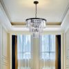 Black Luxury Crystal Chandelier Modern Chandeliers Lights Fixture Hanging Pendant Light Fixture for Dining Room Bedroom Living Room Dia 19.7 Inch-Blac