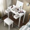 Accent White Vanity Table Set with Upholstered Stool and Flip-Top Mirror and 2 Drawers, Jewelry Storage for Women Dressing