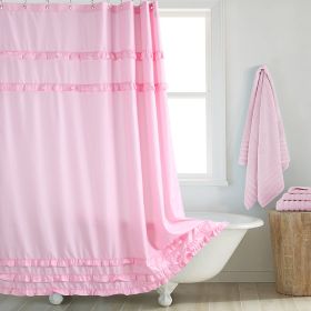 Fashion And Environment-friendly Polyester Fabrics Thickened Shower Curtain (Option: Pink Small Lace-240CM Wide X183CM High)