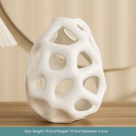 Ceramic Geometric Hollow Ball Body Decoration Fashion Home Model Room Soft Decorative Ornaments (Option: White Large Size)