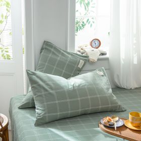 Pastoral Style Full Cotton Pillowcase (Option: Plaid Green-30x50cm)