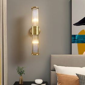 American Retro Copper Bedroom Bedside Wall Lamp Simple (Option: Without Light Source-Intrinsic Color Of Copper)