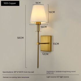 Indoor Bedroom Bedside Reading Wall Lamp (Option: 12W Three Color Light Bulb-1023 Intrinsic Color Of Copper)