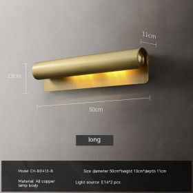 Wall Lamp Simple Living Room Bulb Copper Bedroom Bedside Lamp (Option: Copper 50 Long Warm Light)