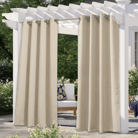 Solid Color Outdoor Waterproof And Sun Protection UV Protection High Precision Black Silk Shading Curtain (Option: Beige-132 √ó 274cm)