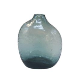 JHammered Pattern Glass Vase Irregular Geometric Small Mouth Flower Device Living Room Flower Arrangement Home Decoration (Option: M Smoke Blue)