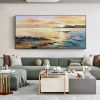 Hand Oil Painting Canvas Wall Art Decoration Abstract Seascape Painting Colorful Seaside Sunset for Home Living Room hallway bedroom luxurious decorat