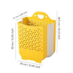 Folding Laundry Basket Bathroom Clothes Storage Organizer Baskets Portable Punch-Free Laundry basket Holder Home Accessories (Color: Yellow L)