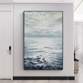 Hand Painted Abstract Landscape Oil Painting Oil Painting Seascape Clouds Nordic Wall Art Picture Modern Living Room Decor (size: 90x120cm)