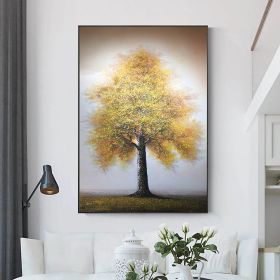 Hand Painted Oil Painting Original Tree Painting on Canvas Large Abstract Gold Big Tower Tree Landscape Acrylic Oil Painting Modern Living Room Wall A (Style: 1, size: 60x90cm)