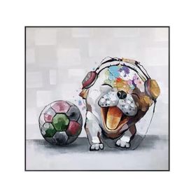 Cute Dog Baby Graffiti Oil Painting Abstract Art Animal Pet Canvas Posters Wall Pictures for Living Room Home Decoration (size: 150x150cm)