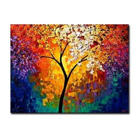 Hand Painted Canvas Oil Paintings Colorful Forest Landscape Abstract Wall Pictures Nordic Art Living Room Home Decor Frameless (size: 75x150cm)