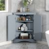 Triangle Bathroom Storage Cabinet with Adjustable Shelves;  Freestanding Floor Cabinet for Home Kitchen