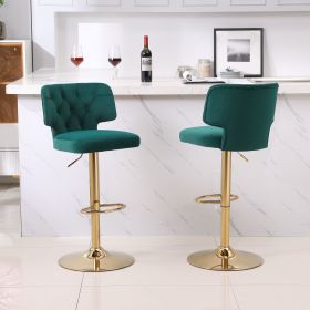 Modern Barstools Bar Height, Swivel Velvet Bar Stool Counter Height Bar Chairs Adjustable Tufted Stool with Back& Footrest for Home Bar Kitchen Island (Color: as Pic)