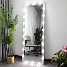 Hollywood Full Length Mirror with Lights Full Body Vanity Mirror with 3 Color Modes Lighted Standing Floor Mirror for Dressing Room Bedroom Wall Mount (Color: as Pic)